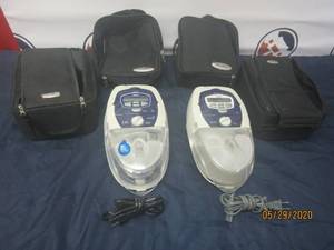 lot 101 image: TOTAL OF 2 RESMED S8 CPAPS WITH CARRY BAGS&nbsp- COMPACT WITH ADDED OPTIONAL HEATED HUMIDIFIER&nbsp&nbsp- ELITE WITH&nbsp ADDED OPTIONAL HEATED HUMIDIFIER&nbsp