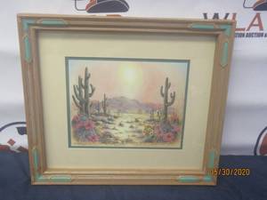 lot 139 image: VINTAGE PAINTING THE SOUTHWESTERN DESERT&nbsp FRAMED SIGNED KATHLEEN ENGLISH -PITTS&nbsp 13 12 H X 16 L&nbsp
