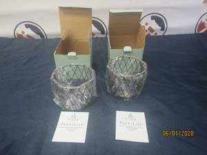 lot 197 image: TOTAL OF 2 NEW IN BOX PARTY LITE HOME SCENTIMENTS LARGE METAL PLATED CANDLE HOLDER BASKETS P7048