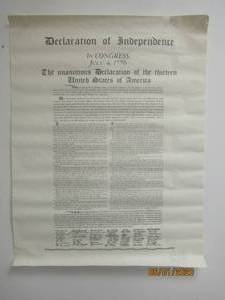 lot 233 image: DECLARATION OF INDEPENDENCE IN CONGREE JULY 4, 1776&nbsp 23X17.5
