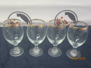 lot 236 image: SET OF 4 WINE GOBLETS WITH GOLD RIM