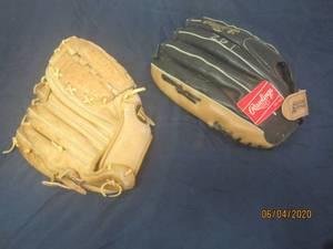 lot 334 image: 2 BASEBALL MITTS WILSON AND RAWLINGS&nbsp