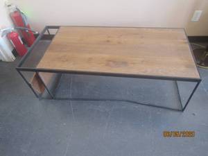 lot 380 image: COFFEE TABLE WITH GENUINE LEATHER MAGAZINE HOLDER&nbsp&nbsp52 L X 2FT X 16 H&nbsp