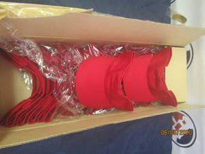 lot 414 image: 2 DOZEN NEW RED VISORS  GREAT FOR BRANDING, ADVERTISING YOUR COMPANY, TEAM�ETC