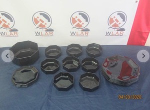 lot 394 image: 27 PC VINTAGE BLACK OCTIME ARCOROC FRANCE DINNERWARE&nbsp