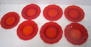 lot 40 image: 7 Fostoria Henry Ford Museum Ruby Amberina Dessert Plates