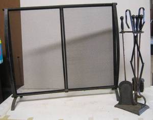lot 43 image: Fireplace Screen &amp Tool Set