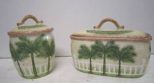 lot 50 image: Palm Tree Bread Box &amp Cookie Jar