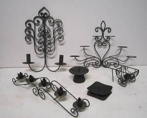 lot 65 image: 6 Black Metal Candle Holders