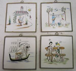 lot 78 image: 4 Decrative Ceramic Tiles