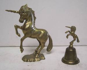 lot 105 image: Brass unicorn and bell