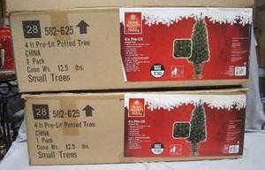 lot 99 image: 2 4 Pre-lit Potted Christmas Trees