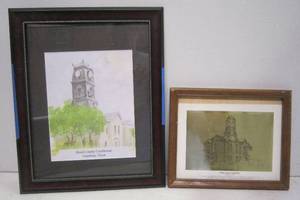 lot 81 image: Hood County Court House Print &amp  Foil Etching