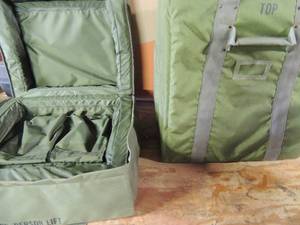 lot 510 image: 3 Green Army electronic bags.  22 x 20 x 13 Well padded and insulated Very new condition