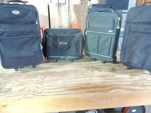lot 490 image: Protg rolling computer bag, Rexford Beverly Hills rolling luggage bag, Pierre Cardin suitcase on wheels, Rone suitcase on wheels
