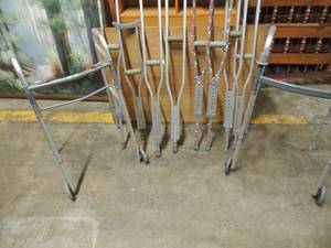 lot 606 image: 4 used sets of crutches, Dalton walker, and drive walker both fold