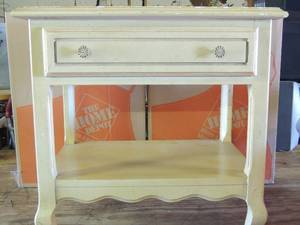 lot 534 image: Yellow Side table one drawer bottom shelf 23x23 15 deep