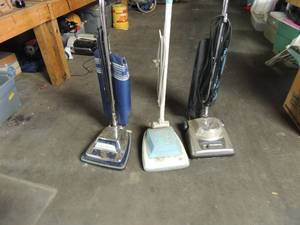 lot 647 image: Sanitary Heavy Sanitaire Vacuum cleaner, Penn Crest blue Vacuum, and Koblen 2 Vacuum All unknown working condition