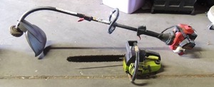 lot 648 image: Poulin 2000 chain saw and red Craftsman gas powered weed eater All unknown working condition