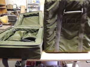 lot 661 image: 3 ARMY GREEN PADDED CARRY BAGS  22 x 20 x 13  - posibly carried electronics - excellent condition