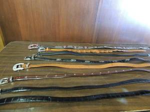 lot 713 image: Belt lot- Onyx size 38, Martin Dingman , Brighton , Montana silversmith  BHW  AND SEVERAL MORE