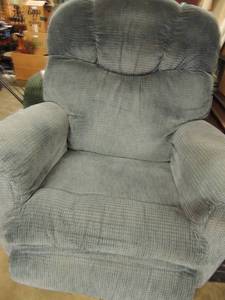lot 744 image: Lazy Boy light blue recliner rocking action also