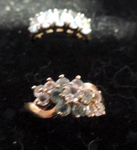 lot 480 image: 0.925 RING - BLUE TOPAZ SIZE 8,  CZ & LIGHT BLUE TOPAZ RING SIZE 8