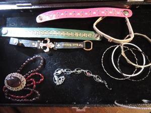 lot 756 image: Bracelets leather x 4 including rock revival    fish bracelet ,   bangle x 6 and beaded