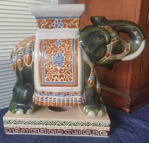 lot 8 image: VINTAGE GLAZED MOSAIC-STYLE ELEPHANT STAND (MEXICO)