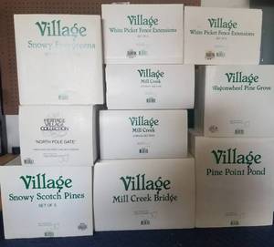 lot 23 image: DEPARTMENT 56 CHRISTMAS VILLAGE ITEMS