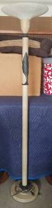 lot 27 image: TALL LAMP WITH FROSTED GLASS SHADE