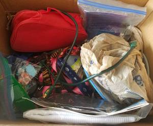 lot 75 image: BOX LOT OF ASSORTED PET ACCESSORIES AND MORE