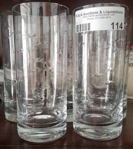 lot 114 image: LOT OF GLASSED WITH ETCHED DESIGN