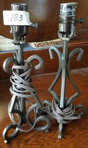 lot 183 image: LOT OF 2 WROUGHT IRON STYLE LAMPS