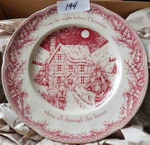 lot 194 image: TWAS THE NIGHT BEFORE CHRISTMAS STONEWARE DINNER PLATES BY NOBLE EXCELLENCE