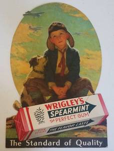 lot 230 image: NICE FIND VINTAGE WRIGLEYS SPEARMINT CARDBOARD STAND UP SIGN