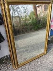lot 25 image: Nice Wall Mirror, With Gold Tone And Crackle Black Finish, Very Nice Frame.