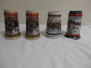 lot 21 image: 4-Budweiser Holiday Beer Mugs- Made in Ceramarte, Brazil