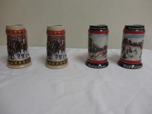 lot 31 image: 4-Budweiser Holiday Beer Mugs