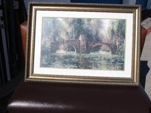 lot 15 image: Large-Willow Bridge Framed Print