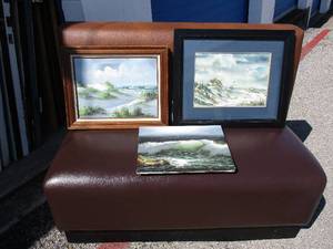 lot 16 image: 3-Ocean Scene Oil Paintings