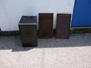 lot 36 image: Lot-Small 2-Drawer Filing Cabnet and A Pair Of Shutters