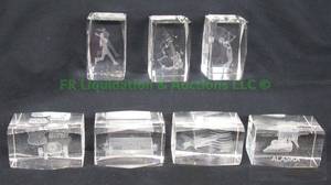 lot 74 image: Laser engraved crystal paper weights