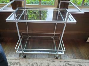 lot 11 image: Metal & Glass Bar Cart with Casters