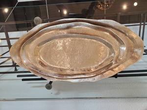 lot 17 image: Three Metal Oval Trays from India