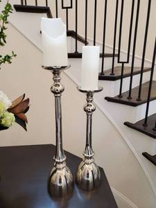 lot 22 image: Pair of Metal Candle Holders