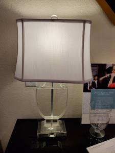 lot 47 image: Acrylic Table Lamp with White Linen Shade