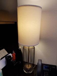 lot 37 image: Metal Cage Lamp with Acrylic Base & Slender Shade