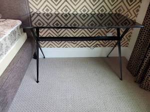 lot 59 image: Black Acrylic Table with Metal Legs