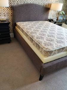lot 62 image: Brown Cotton Blend Queen Bed Frame